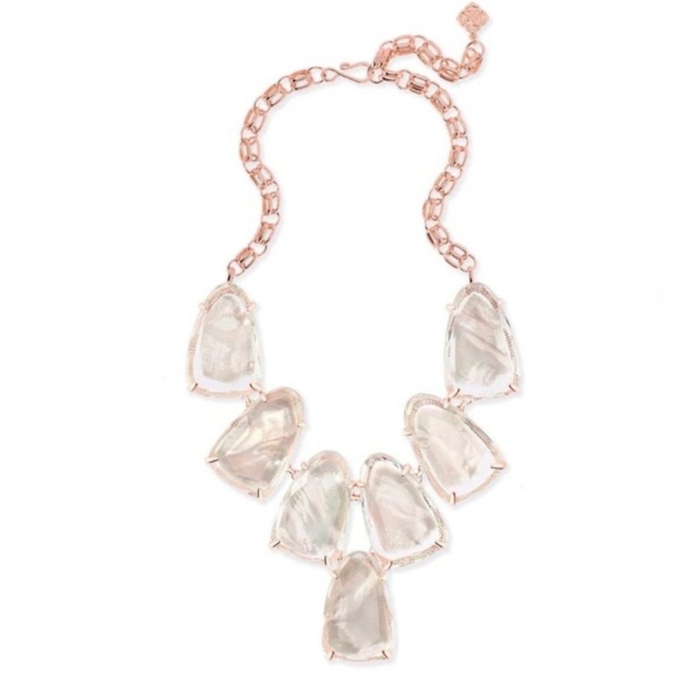 Kendra Scott Rose Gold-Tone Harlow Iridescent Amber Statement Necklace Dustbag